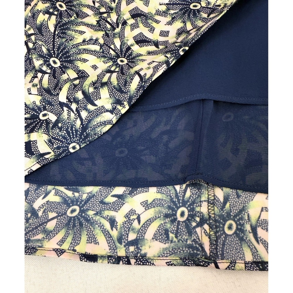 Cinq à Sept Lucinda Blue Green Ruffled Palm Floral Mini Dress Womens Size 6 - Picture 10 of 11
